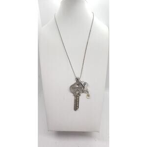 Vintage Key To Success Necklace Hand Stamped Embellished Business College Gift